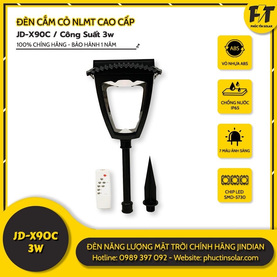 Đèn năng lượng mặt trời sân vườn cắm cỏ JD-X90C